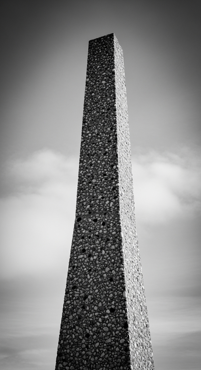 Concrete column ascending into sky