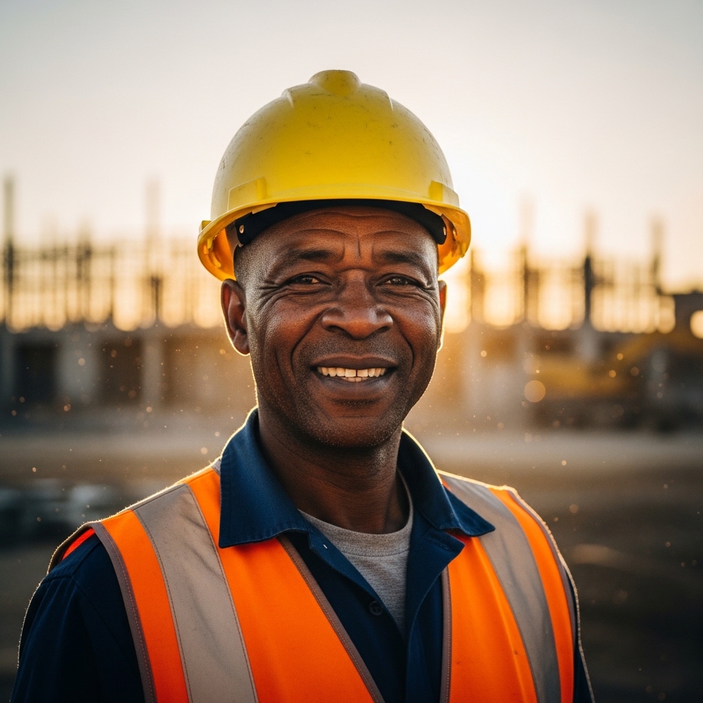 Site foreman at golden hour