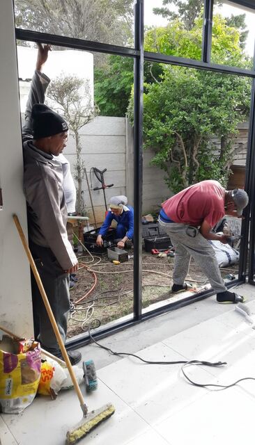 Glass fitting by crew